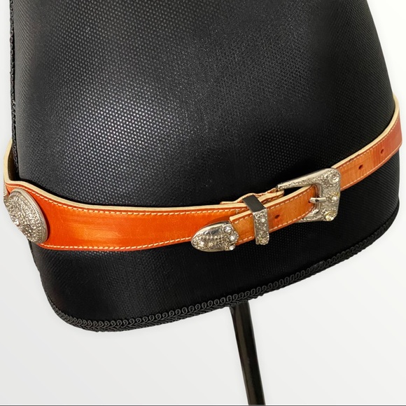 Renato Angi Italian Leather Belt Clear Rhinestones - Picture 5 of 5